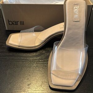 bar III CAYYMEN Nude and Clear Shoes NIB 
Size 5.5M